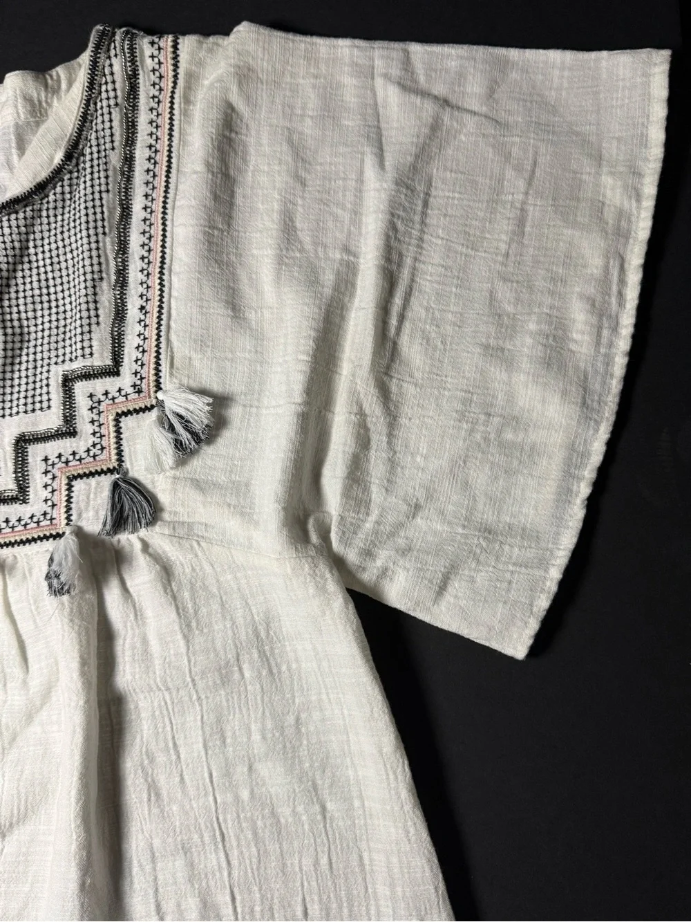 J. Crew Embroidered Tassel Gauze Coverup Tubi Dress White Small Boho Beach